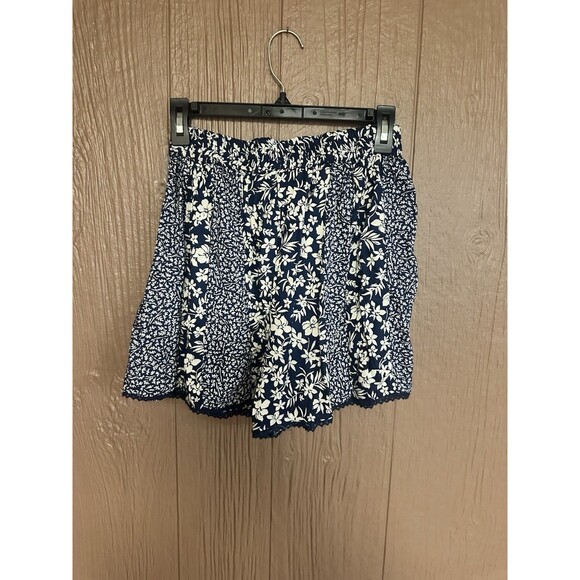 Angie Mixed Floral Print Flowy Embroidered Shorts Size Large NWT Blue‎ White - Picture 6 of 6